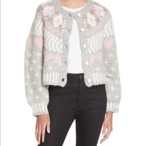 LoveShackFancy Rosie Cardigan Fairy Dust Grey XS